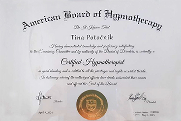Certificirana hipnoterapevtka